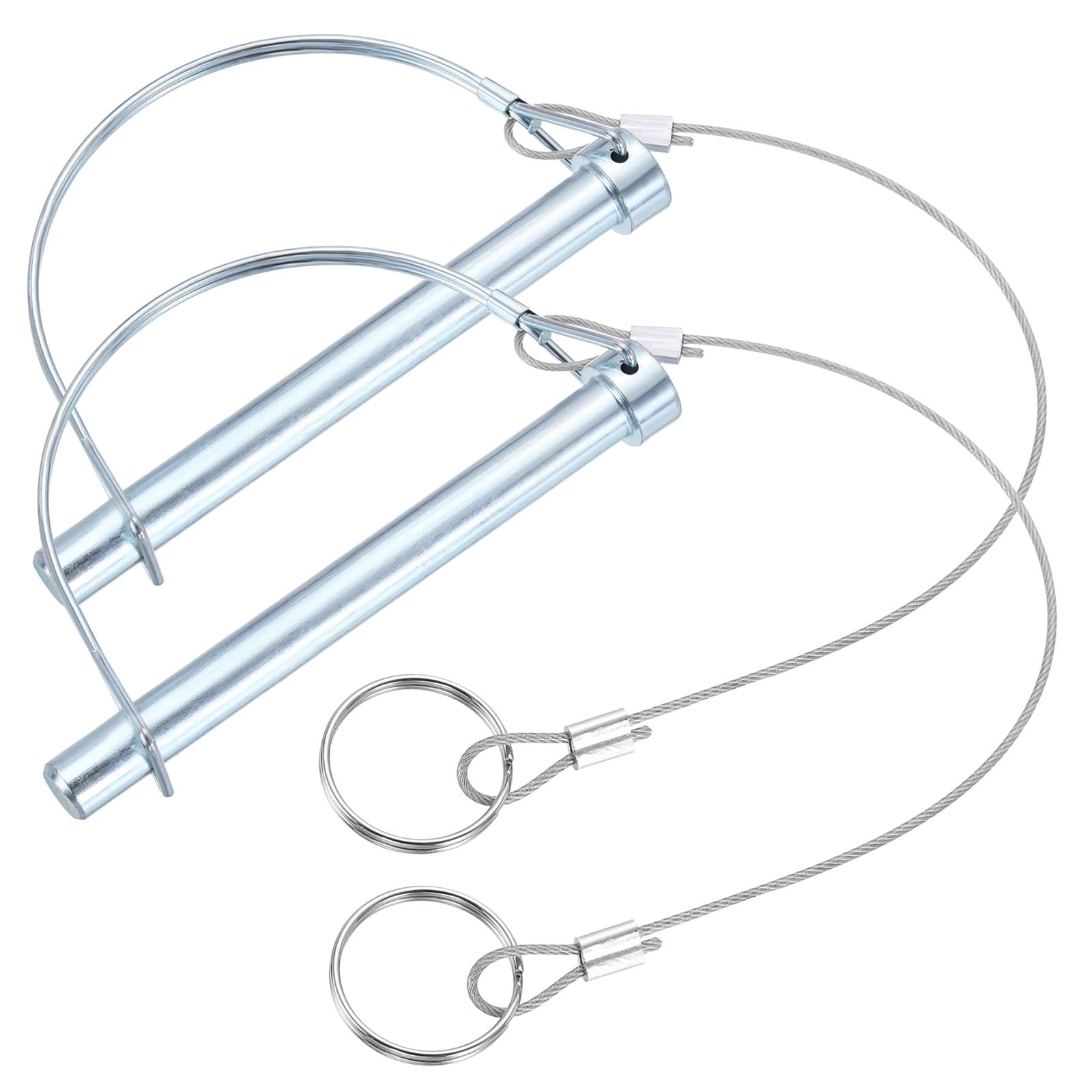 PATIKIL 2 Pcs Trailer Coupler Pins, (12mm x 120mm) D Shape Shaft Locking Pin with Ear Extended Cord Quick Release Ring Round Arch Wire Retainer for Farm Trailers Hitches