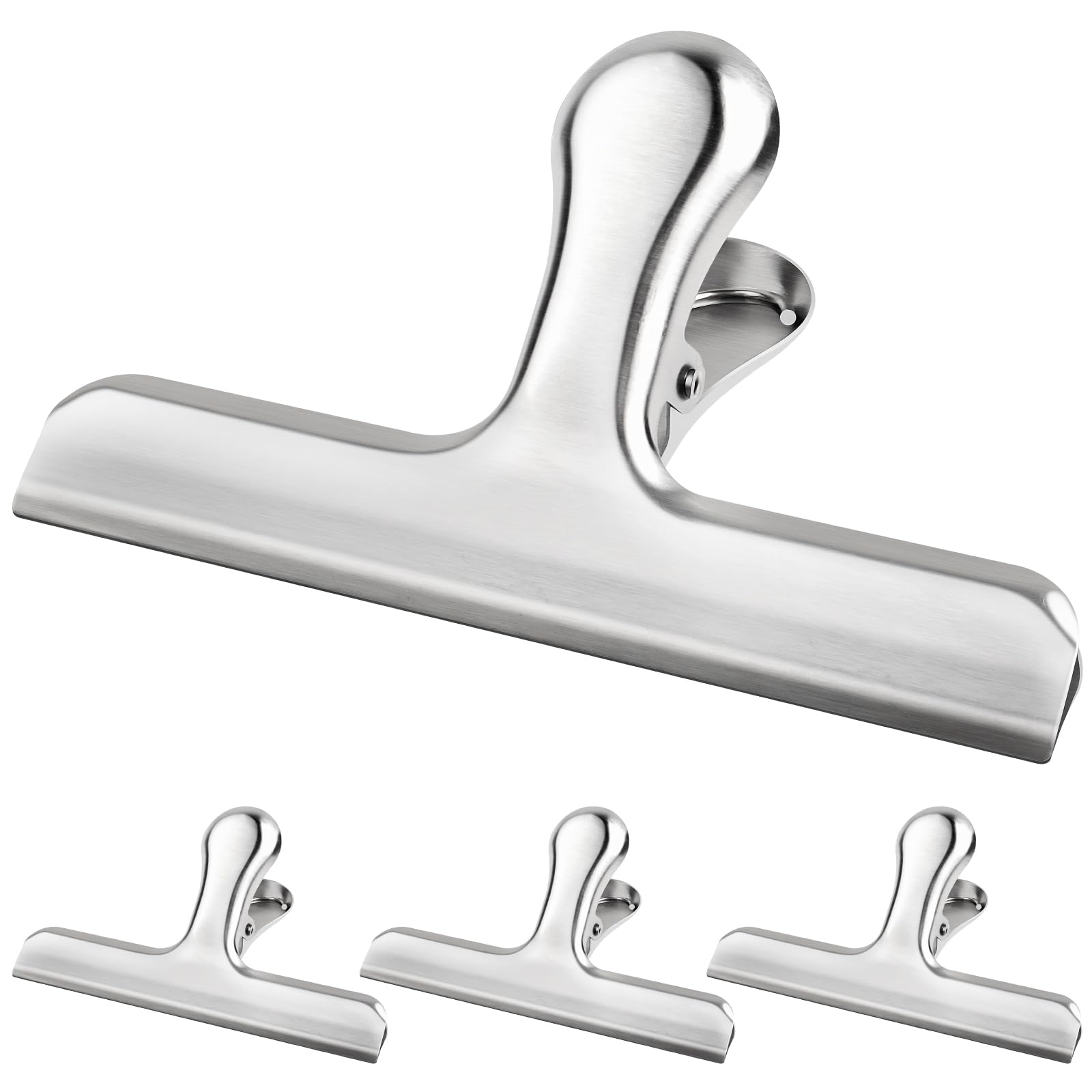 Caianwin 4 Pcs Bulldog Clips Large 119mm/4.7 Inch Paper Clamps Metal Clips for Organizing Files, Bags, Food and Photo for Home, Kitchen, School and Office