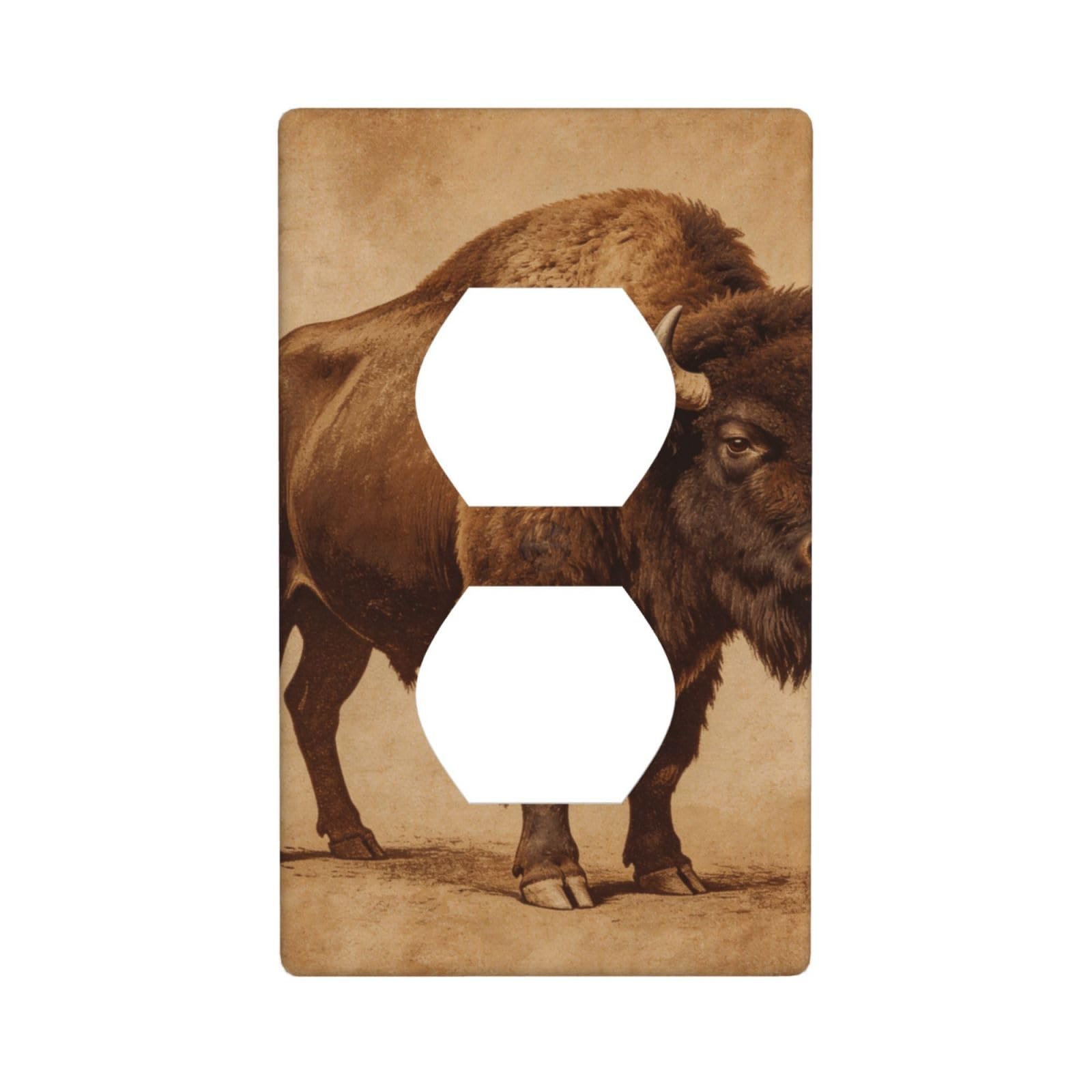 Old Paper Buffalo Decorative Switch Plate Cover-Unbreakable Polycarbonate Wall Plate for Home Office, 1 Gang with Screws