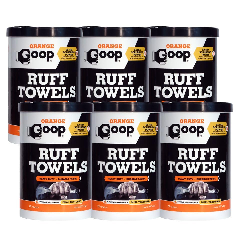 GOOP Heavy Duty Ruff Towels with Scrubbing Power 10 x 12 Dual Textured Multi-Purpose Cleaning Wipes Removes Dirt