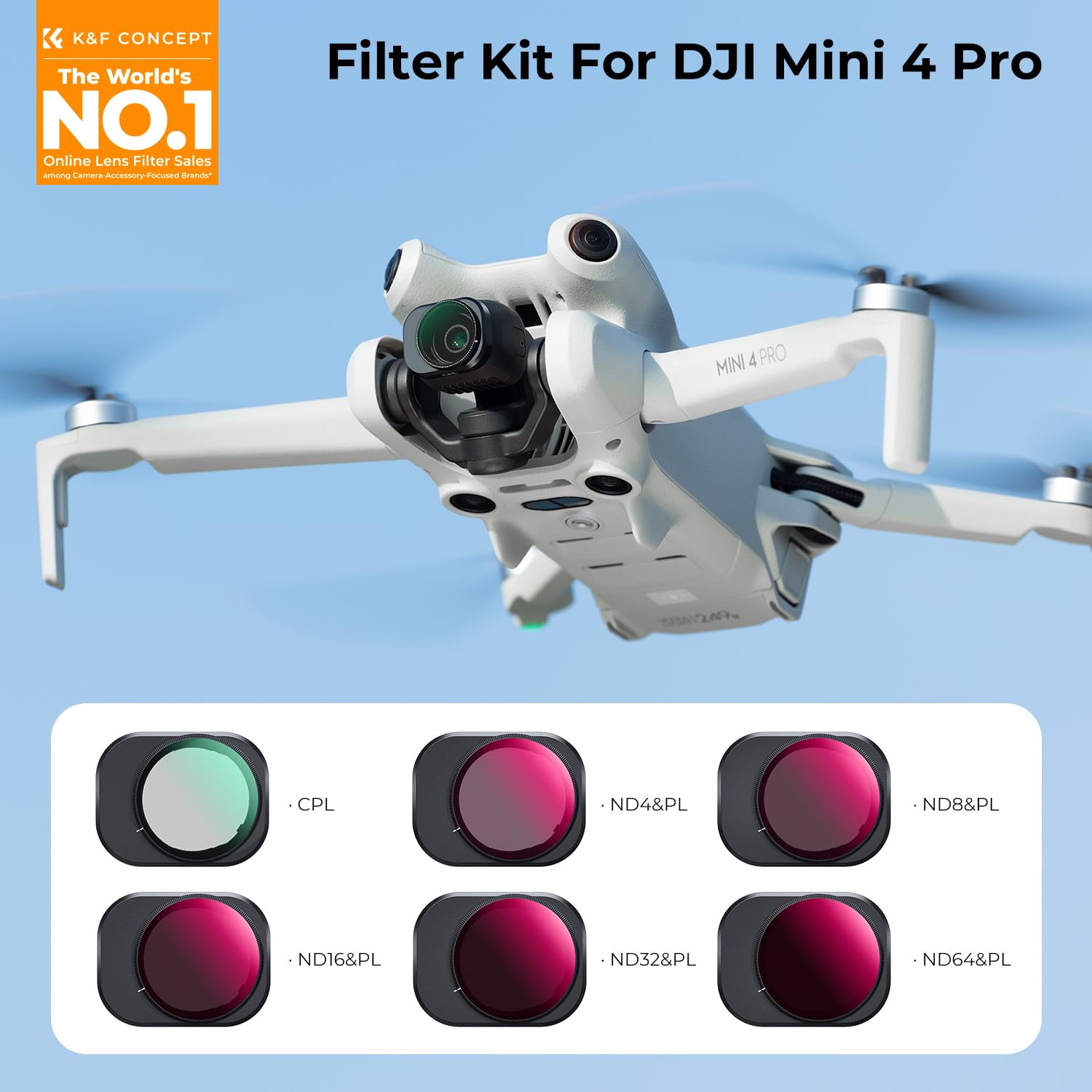 K&amp;F Concept DJI Mini 4 Pro ND フィルターセット N DJI Mini 4 Pro ND Filter 6pcs Set K&F Concept - KENTFAITH