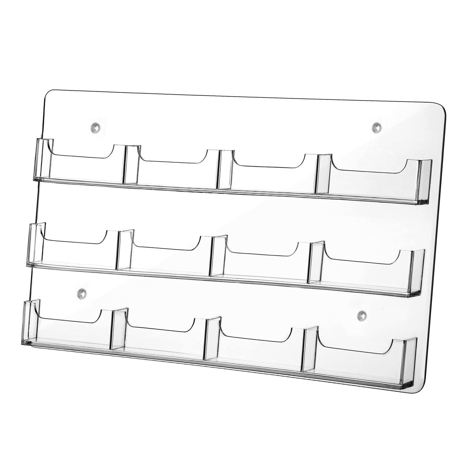 perfk Présentoir à autocollants en acrylique pour cartes de visite, gain de place pour la maison et le bureau, support mural transparent pour autocollants, 12 Poches