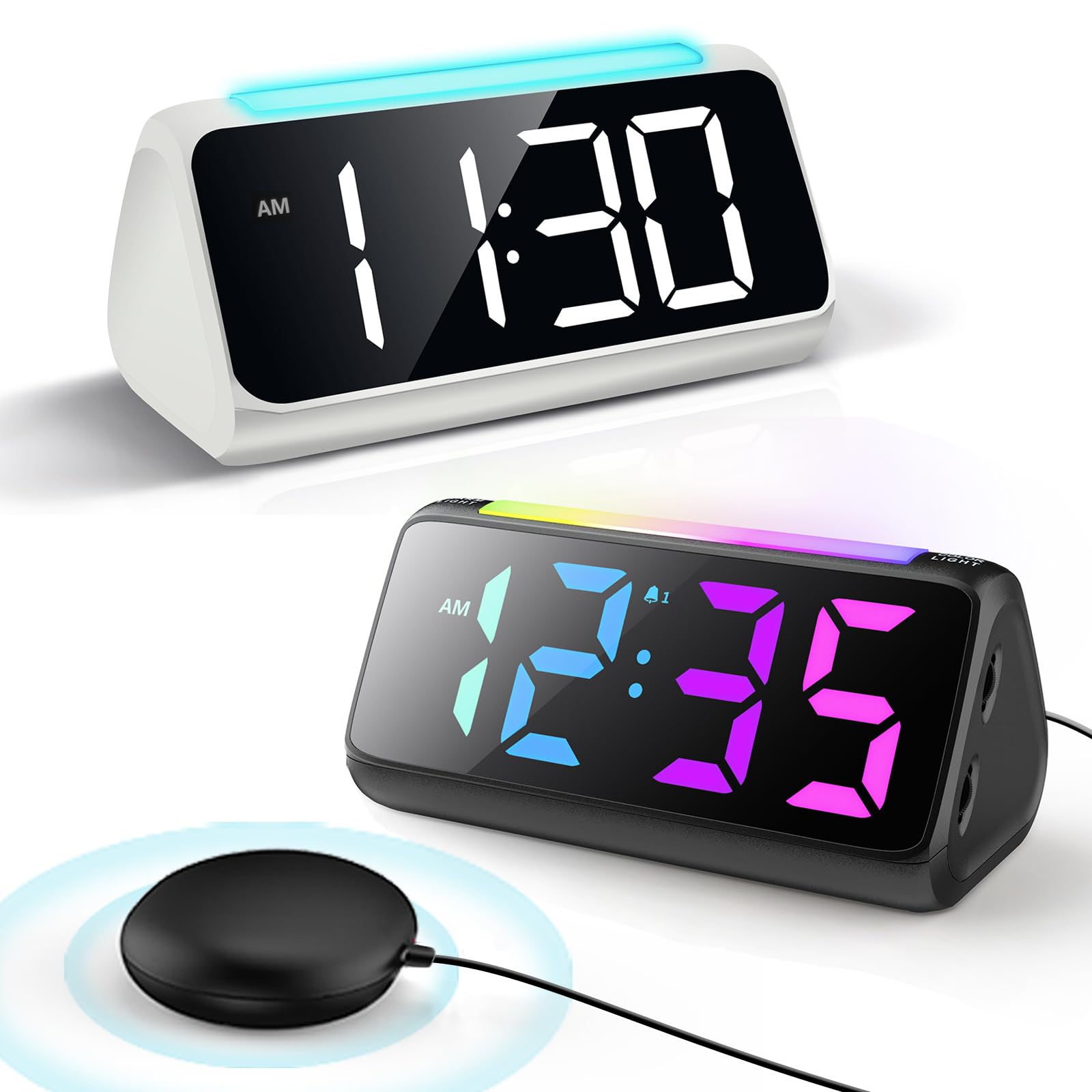 Netzu Digital Alarm Clock for Bedrooms, Alarm Clock for Heavy Sleepers Adults
