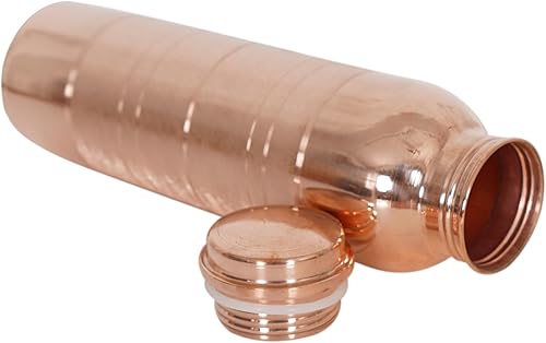 Miniatura 7 de COPPER BOTTLE - Botella de agua de cobre puro de 34 onzas, a prueba de fugas (34 onzas) (sin polvo de pitambari)