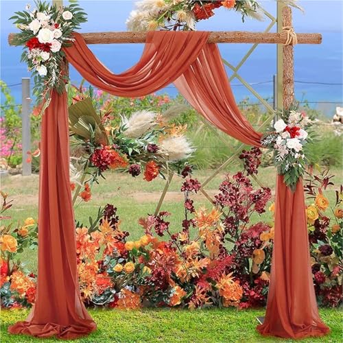 Arche de mariage drapée en mousseline vert foncé 75x300cm x2