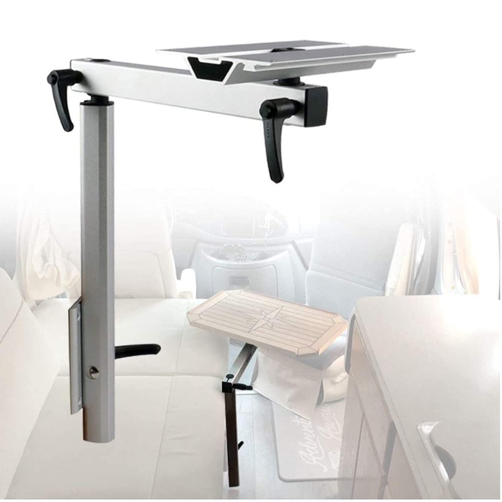 MQSSRV Caravan Height Adjustable Table Leg with 360 Degree Swivel, Removable Table Leg Rv Accessories Detachable Aluminum Alloy Rotation for Yachts RV Motorhome