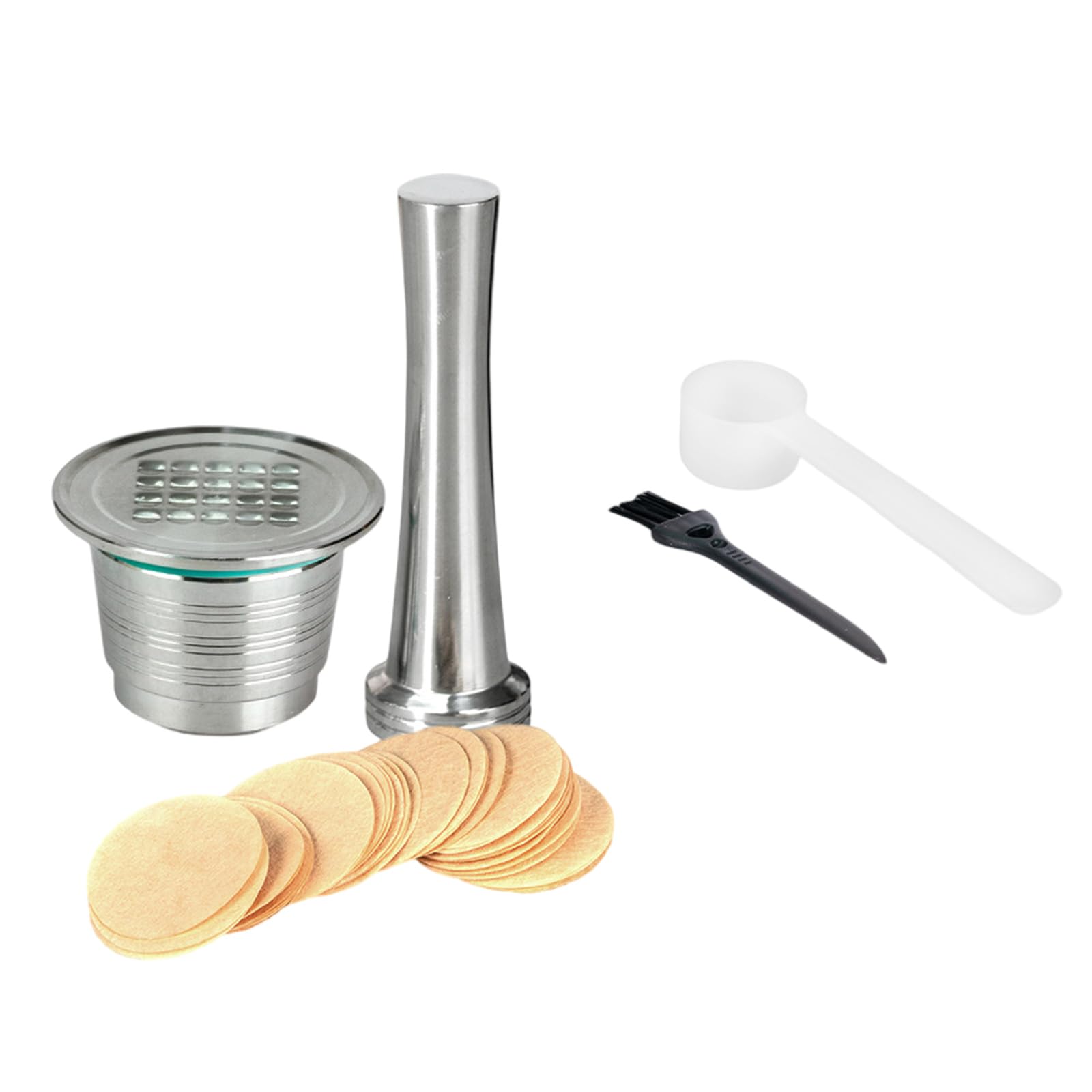 Kalttoy Espresso Accessories Set: Stainless Steel Spoon, Filter Paper, Brush for Home & Travel Brewing Coffee Accessories Set