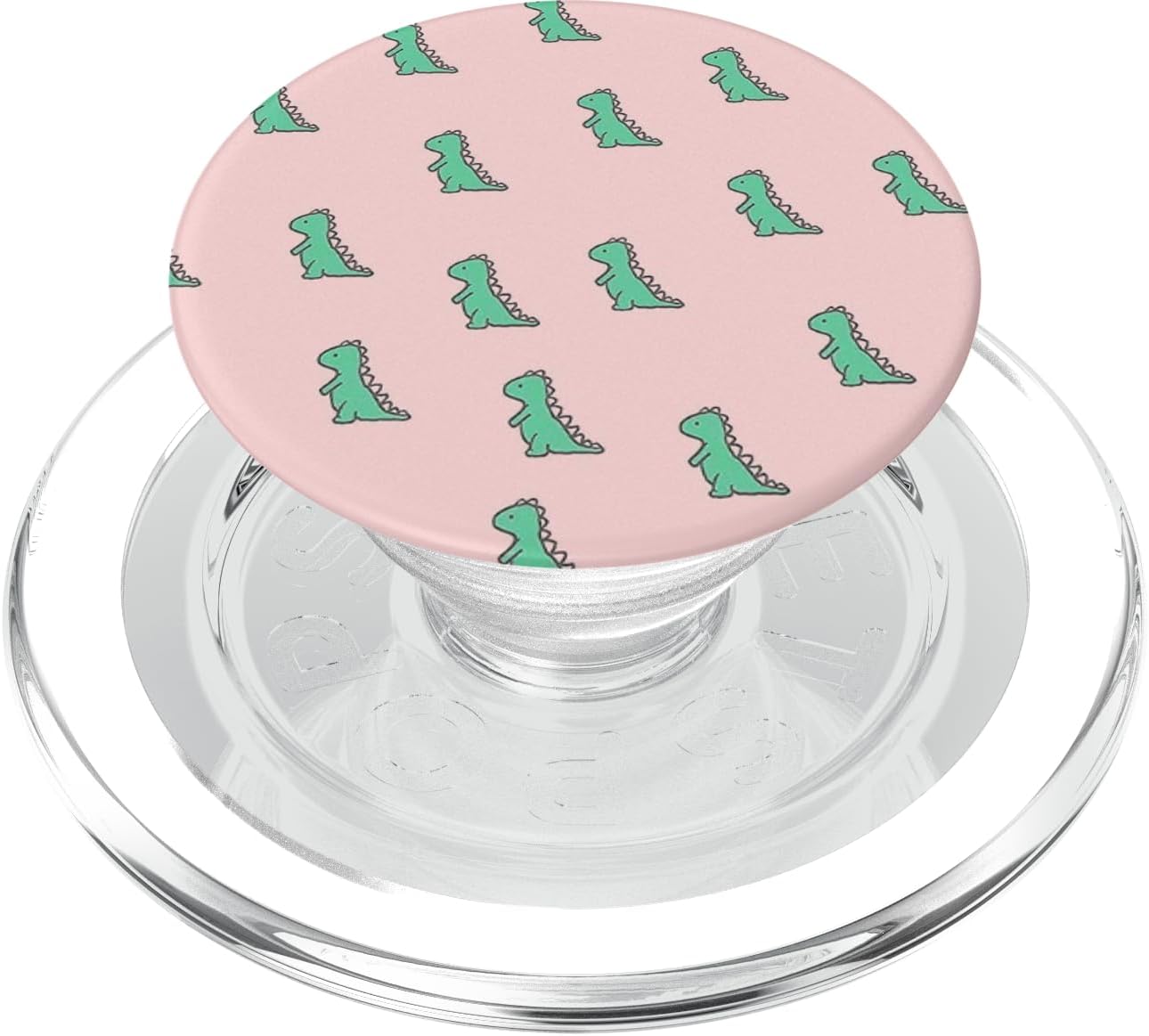 Funny And Cute Dinosaur T Rex Green Dino In Pink For Girls PopSockets PopGrip for MagSafe