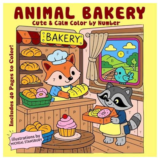 Cute Animal Bakery Color By Number: Adorable Bakers and Sweet Treats for Relaxing Fun (Cute & Calm Color By Number)