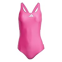 adidas Donna 3 Stripes C-Back Swimsuit, Shock Pink/White