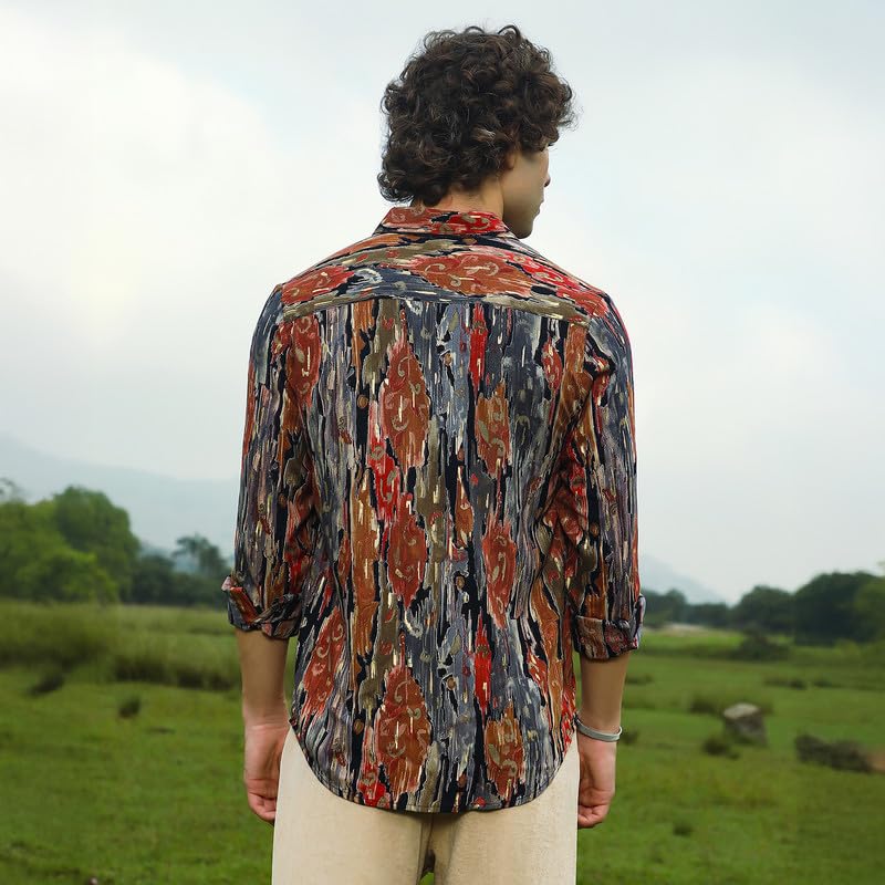 Image of CAHOOT Men's Shirt for Casual Wear | Spread Collar | Long Cuffed Sleeves | Button Closure | Shirt Crafted with Comfort Fit for Everyday Wear