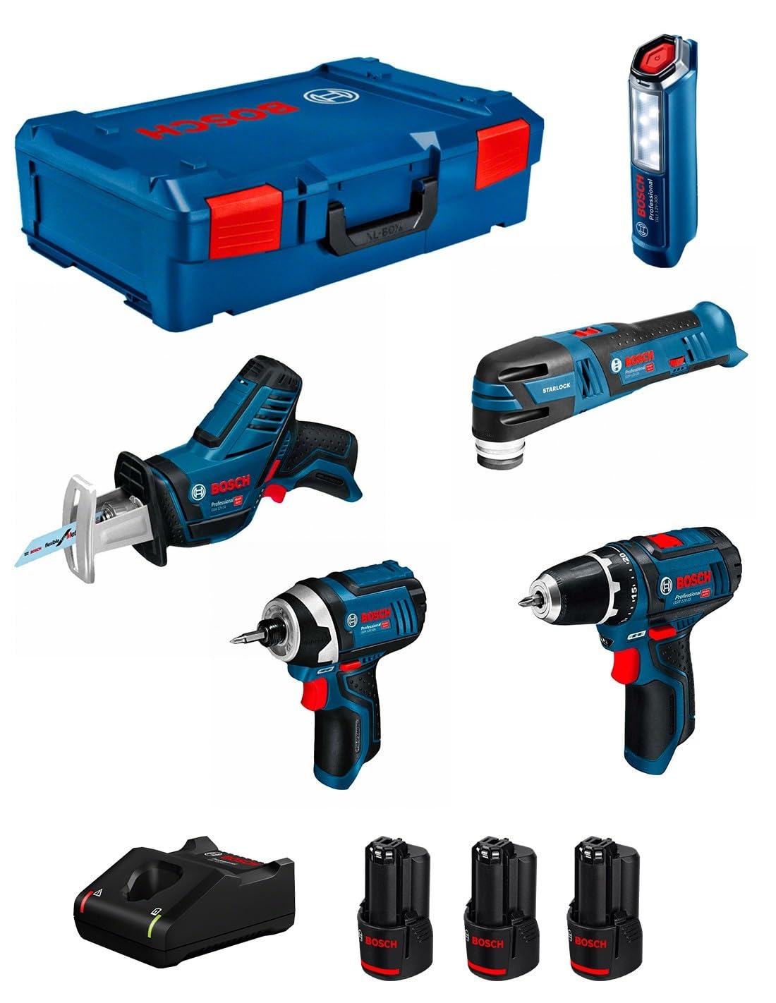 Bosch 5 Tool Kit 12v 3X gba 12v 2.0ah g