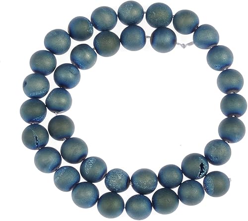 Miniatura 4 de Cuentas redondas sueltas de ágata drusa de 0.472 pulgadas (0.472 in), color verde natural, mate, cuentas sueltas y redondas de piedra de cristal,