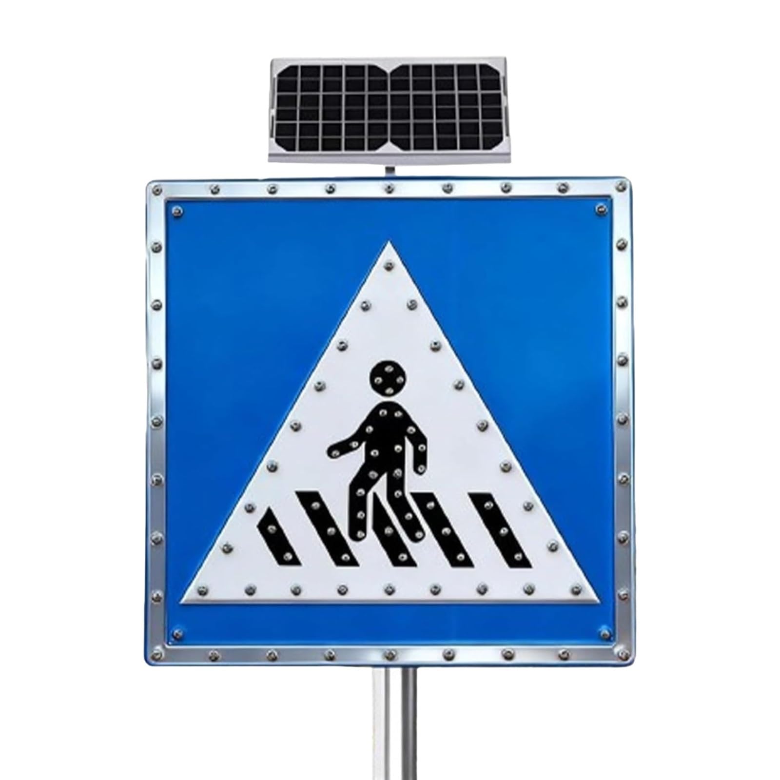Señal Paso Peatonal Solar LED Cartel Luminoso Intermitente Ip65 Alta Visibilidad Para Seguridad Vial Escuelas Estacionamientos Zonas Urbanas Y Calles Transitadas(24in)