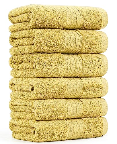 Graceaier Juego De Toallas De Mano Grandes De Algodón Suave Amarillo, Paquete De 6, 41 X 76 Centímetros , Uso Multiusos Para Toallas De Baño, Manos, Cara, Gimnasio Y Spa Amarillo, Toallas De Mano