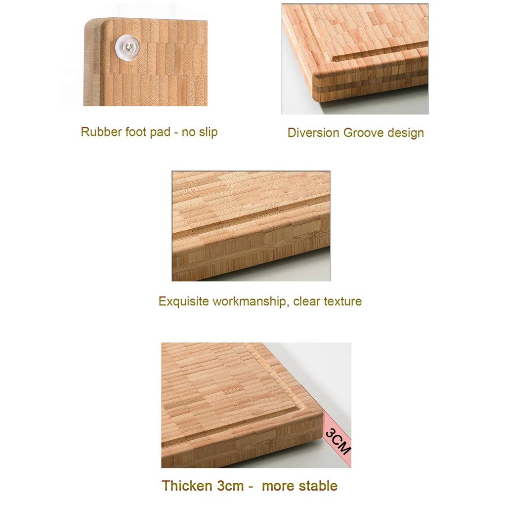 Tabla de cortar de madera grande para cortar y carnicero: tabla de cortar de bambú reversible de 15,74 x 11,8 x 1,18 pulgadas con ranura para jugos y púas que estabiliza la carne de res y aves mientr