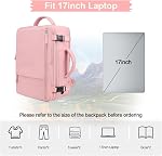 Hanples Travel Backpack for Women as Person Item Flight Approved, Large Carry On Backpack, 17.3 Inch Laptop Backpack, Waterproof Backpack, Hiking Backpack, Casual Bag (Pink)