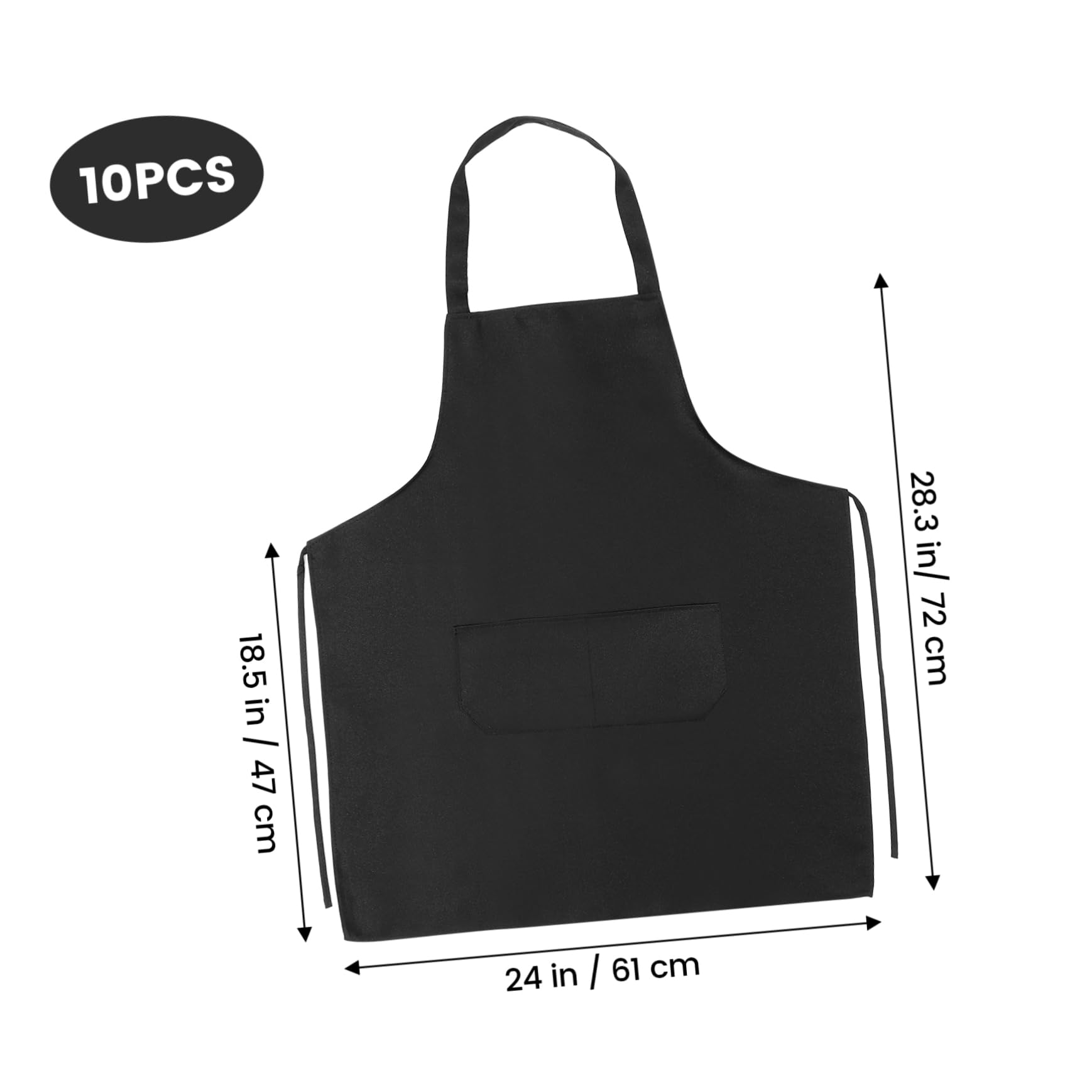 CONGARTENO 10pcs Apron Pockets Cooking Utility Bistro Kitchen Restaurant Chef Bib Portable Chef Whites Housekeeping Anprons Beige White Bibs Black Polyester