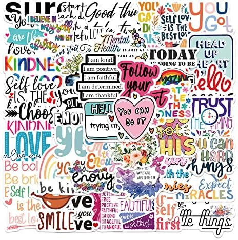 Inspirational Stickers, Motivational Bulk Stickers, 52PCS Encouraging Positive Stickers for Students Teachers Teens, Dovipta Vinyl Waterproof Stickers for Water Bottles Laptop Journaling Scrapbook (Encouragement)