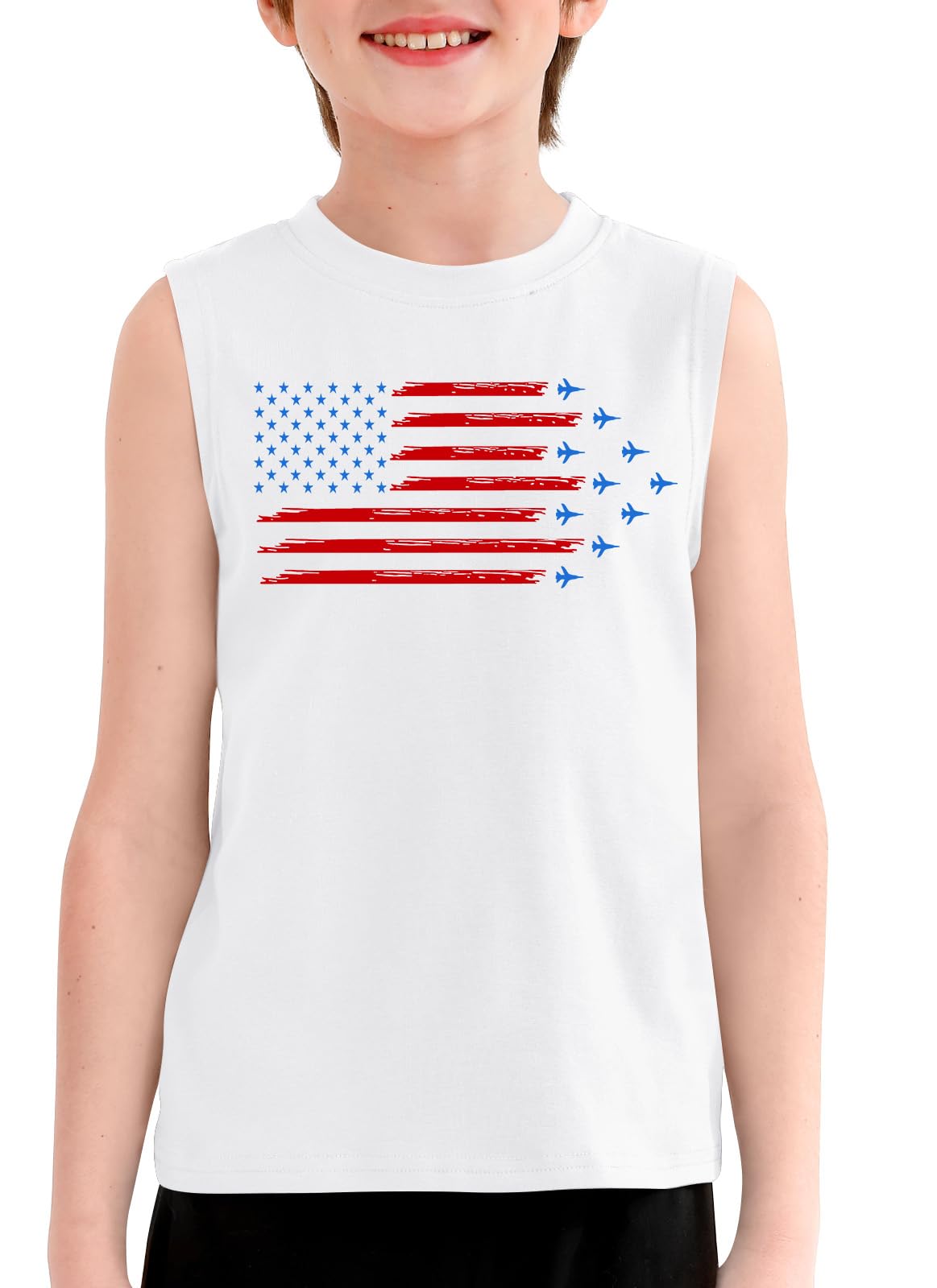 Boys 4th of July Patriotic Sleeveless Tee American Flag Tank Top 6-14 Years