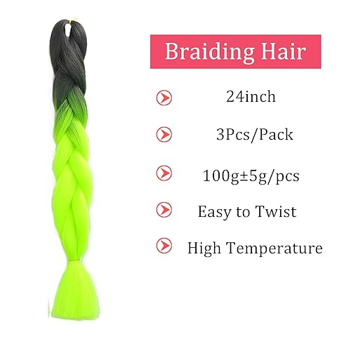 Miniatura 3 de Extensiones de cabello trenzado ombré, paquete de 324 pulgadas, cabello trenzado de fibra de ganchillo para trenzas de caja, extensiones de cabello