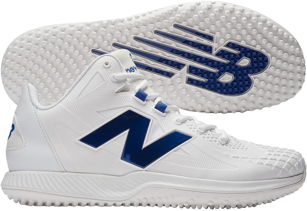 New Balance Men's Ohtani 1 Baseball Turf Shoes White/Blue Medium 15