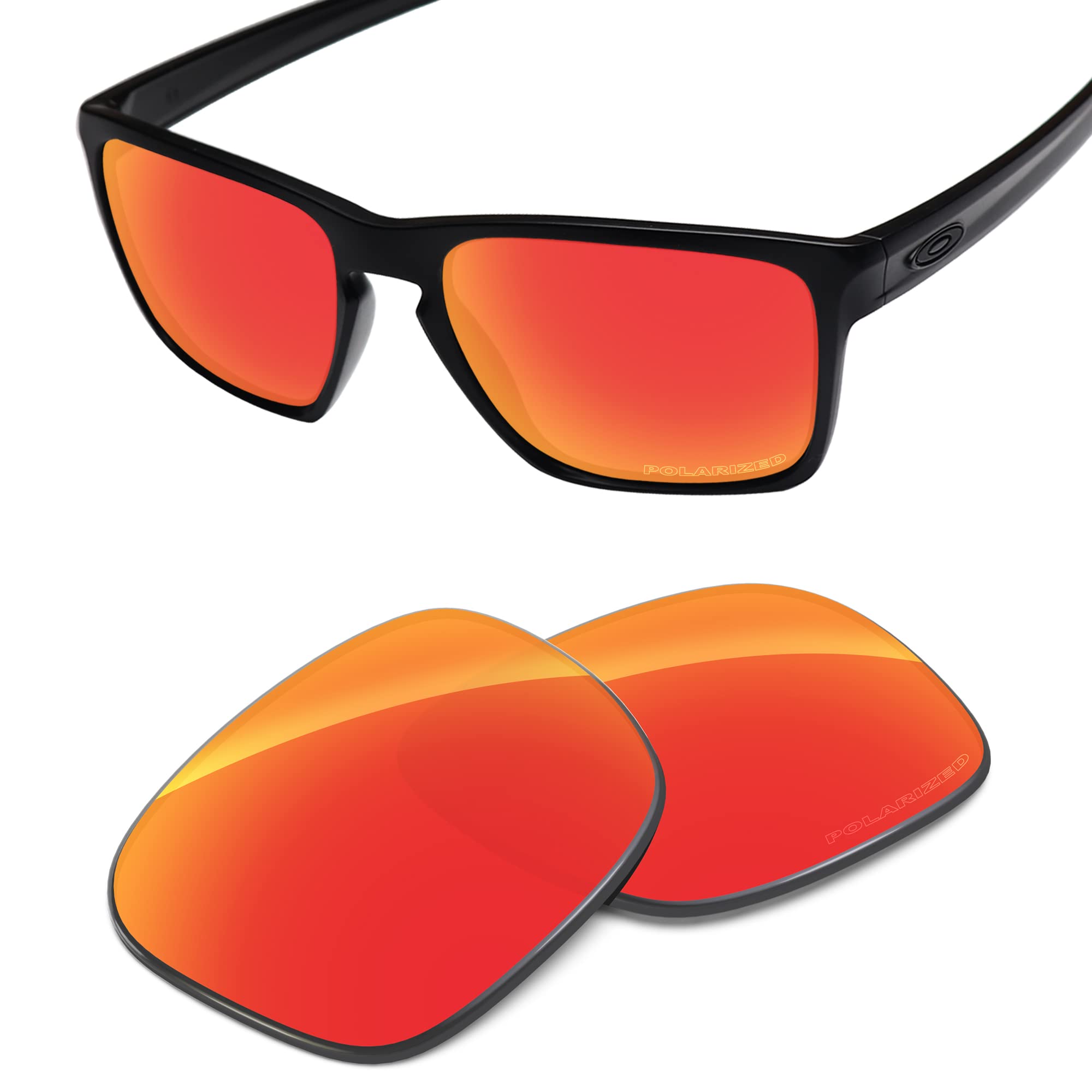 Tintart Performance Lenses Compatible with Oakley Sliver XL OO9341 | Sliver XL Asian Fit(AF) OO9346 Polarized Etched-Fire Red
