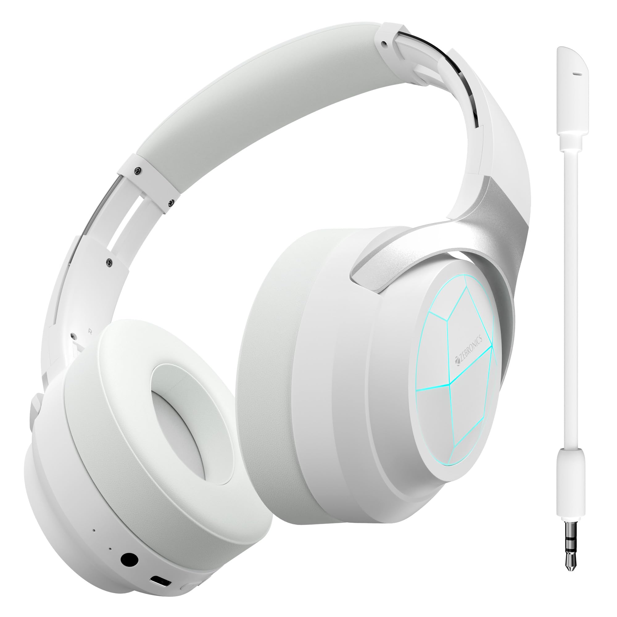 ZEBRONICS Envy 2, Wireless Over Ear Headphone, ENC, Upto 65* Hours Playback, Gaming Mode, Dual Pairing, Bluetooth v5.3, AUX, Call Function, Voice Assistant, Foldable Design, Detachable Mic (White)-image-19