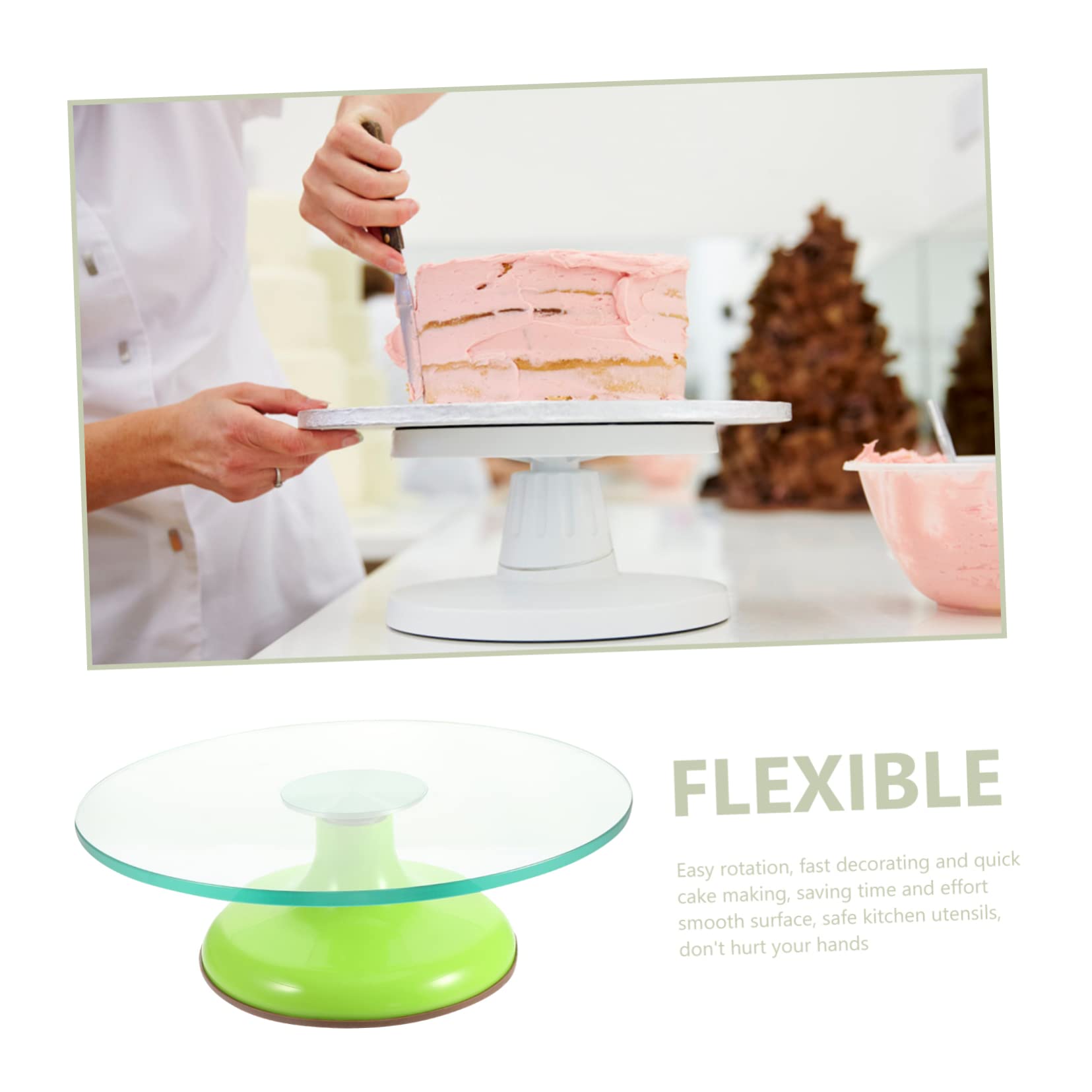 Zerodeko Drehteller für Kuchen aus Glas 12 Zoll Stabile Basis Glatte Oberfläche zum Backen und Dekorieren von Torten