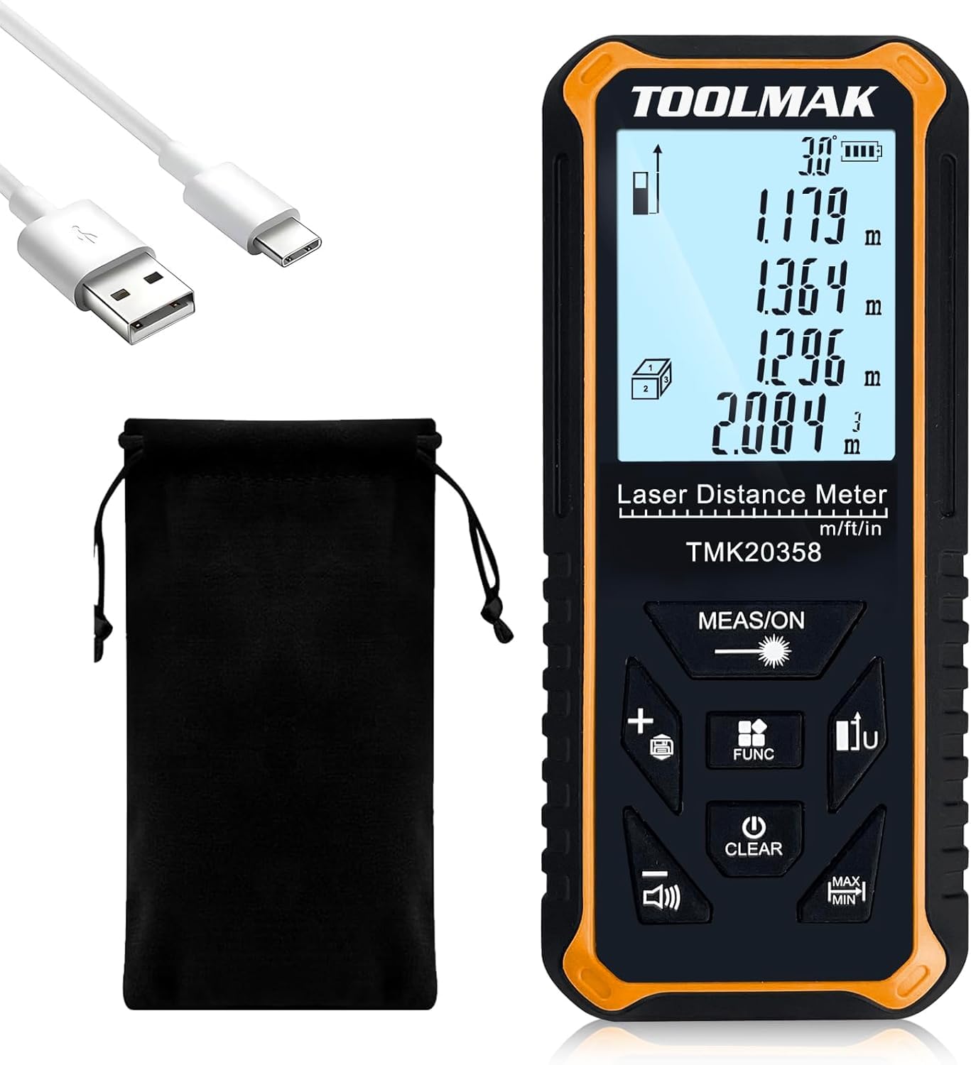 Telemetro Laser 60 m con Display LCD e USB Ricaricabile