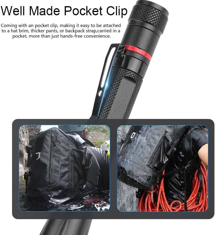 POCKETMAN LED Flashlights,High Lumens LED Torch Pocket Pen Light Penlight with 3 Modes, with Clip Zoomable - Image 3