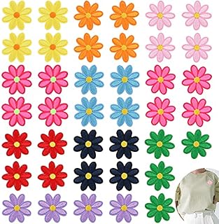 40 Pieces Mixed Color Daisy Flower Applique Patches Iron On Sewing On Flower Patches for Embroidery Repair DIY Crafts T-Shirt Pants Bags Hat Jeans