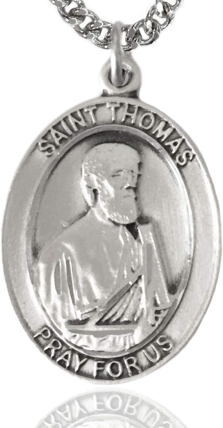 Heartland Men's St. Thomas the Apostle Sterling Silver Medal + Patron Saint of Architects + USA Made
