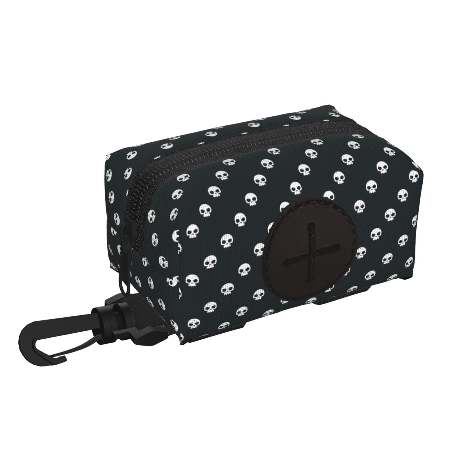 Pphgut Black Skull Print Waterproof Pet Waste Treat Bag Outdoor Walking Hiking Pouch Camping Accessory