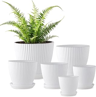 7.5/6.5/5.5/4.9/4.2/3.5 Inch Plant Pots with Drainage Holes and Saucer, ...