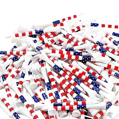 Tees de golf Dukars en bois de qualité supérieure au motif drapeau américain en lot de 100