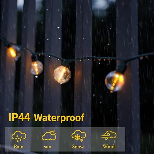 Miniatura 4 de Guirnalda de luces para exteriores de 21 pies con 35 bombillas de plástico G40 inastillables, luz colgante exterior impermeable para porche,