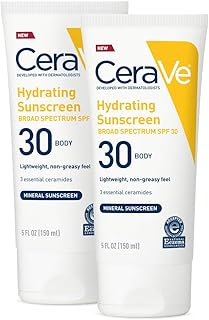 CeraVe 100% Mineral Sunscreen Spf 30 | Body Sunscreen With Zinc oxide & Titanium Dioxide for Sensitive Skin | 5 Oz, Pack Of 2