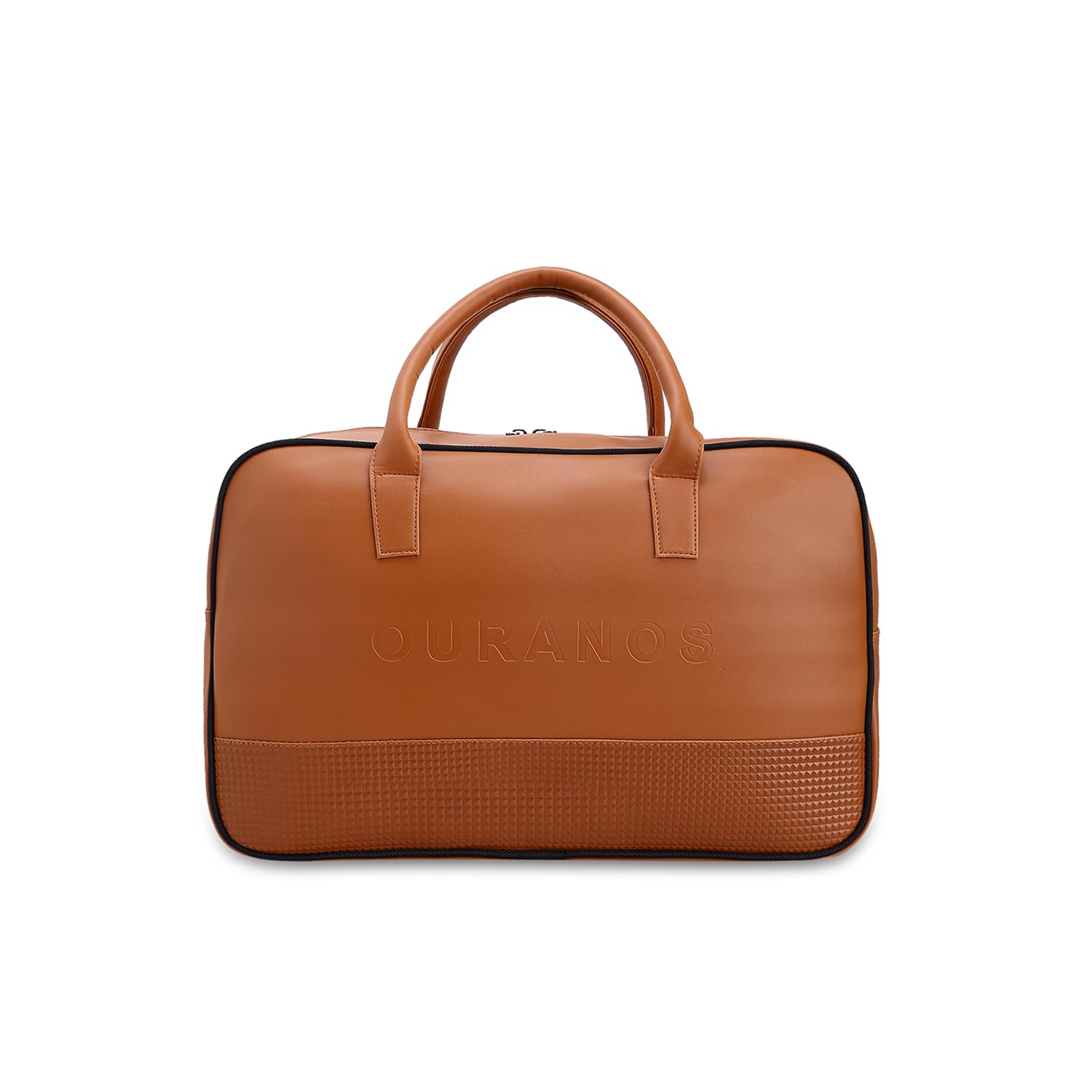 ouranos Unisex 25L PU Duffle Bag for Travel | Stylish Leatherette Cabin Luggage with Smooth Zippers | Compact, Comfortable & Spacious for Weekend Trips, Gym & Everyday Use | Black (Brown)-picture-13