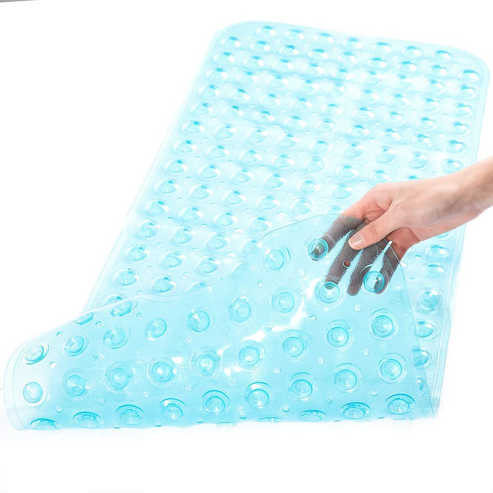RONGFA Original Bathtub Mats for Shower Tub Non-Slip Bath Mat with Drain Holes, Suction Cups, Machine Washable Bathroom Mats (Clear green)