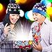 2 Pack LED Light Up Hat Beanie Knit Cap, Unisex Winter Snow Hat Sweater Ugly Holiday Party Beanie Cap,with 6 Colorful Lights LED