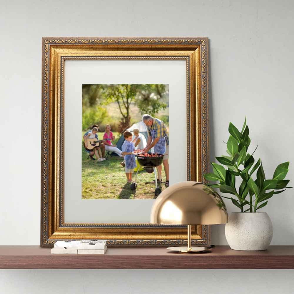 11x14 Mat 8x10 Antique gold photo frame-HD Organic Glass Black Velvet Back Panel for Family,Wedding,Festival,Art,Wall,Tabletop,Decoration and Display.
