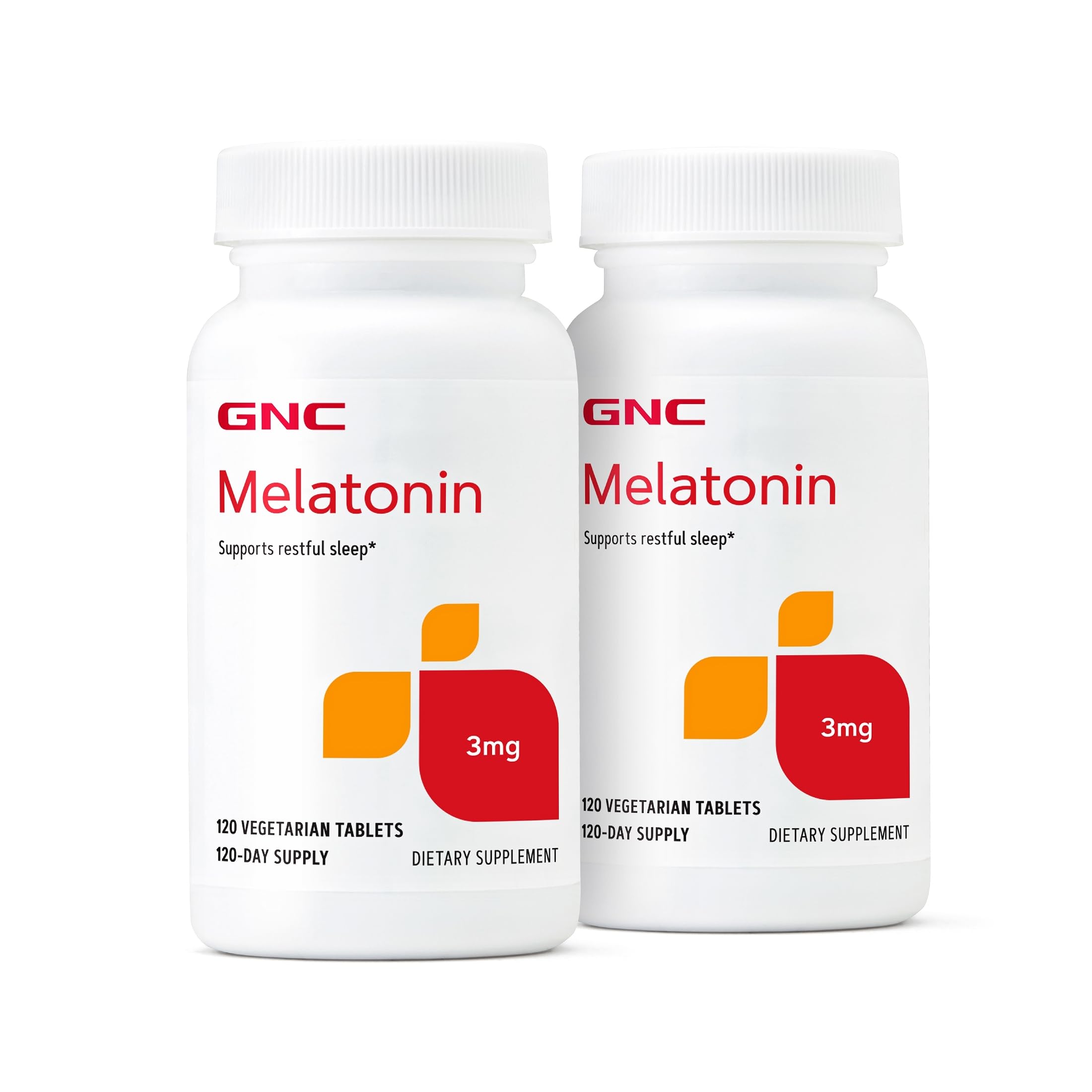 GNC Melatonin 3mg, Supports Restful Sleep, Twin Pack, 120-Day Supply
