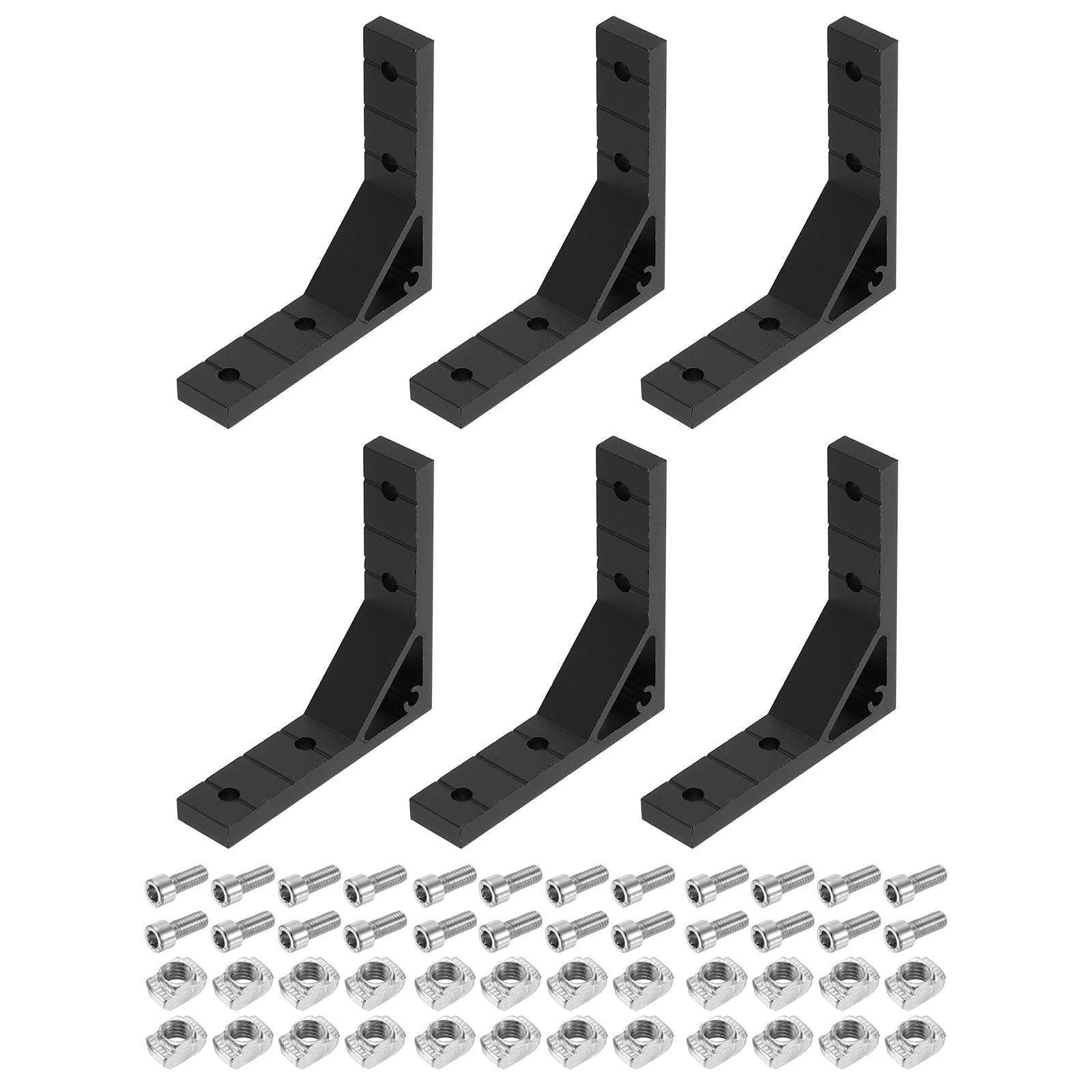 sourcing map 6Set 2020 Series Aluminum Extrusion Profile Corner Bracket