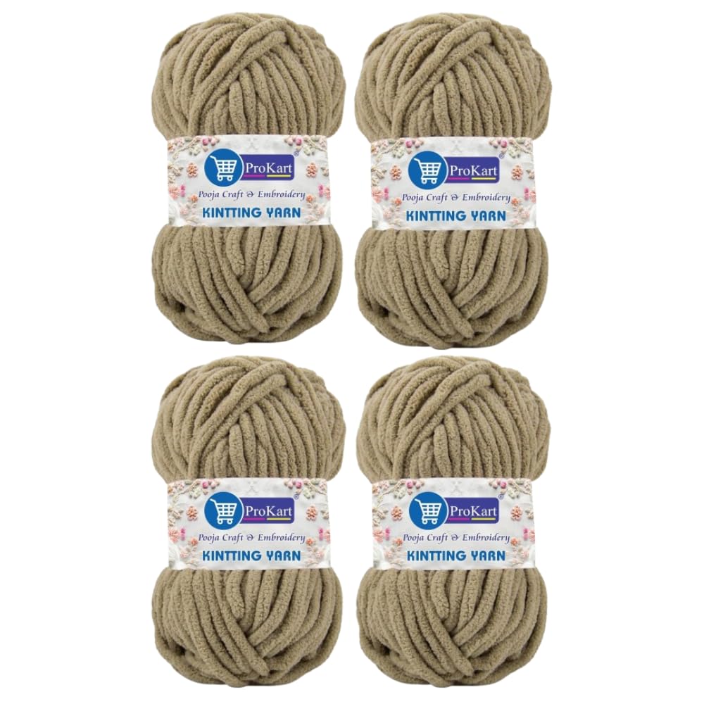 ProKart Premium Blankie Wool, Plush & Cuddly, Chenille Yarn Supersoft Hand Knitting Wool Ball | Blanket Thick/Mottu Yarn Ball Suitable for Hand Knitting and Crocheting for Baby, Adult, Sweaters, caps, Throws, Home Furnishing, Scarves, Blankets (Light Wine, 100gms x 4 Pack)