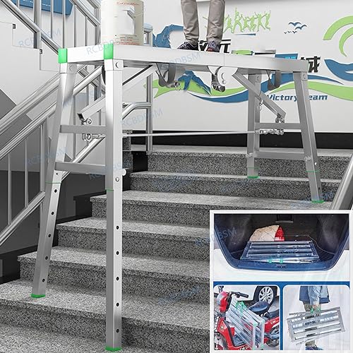 Faltbare Arbeitsbühne 200x40cm - Verstellbare Trittleiter Mit Halterungen