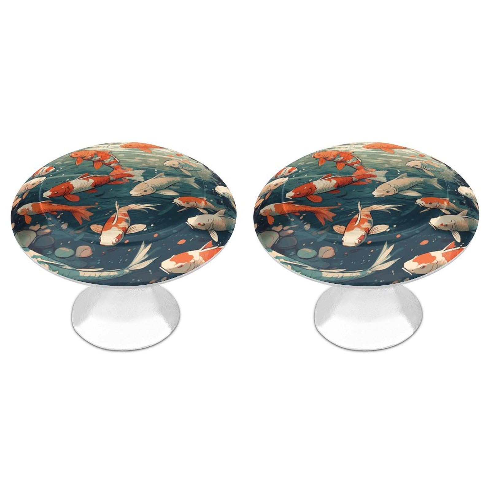 Btcowzrv Style Hand Drawn Fish Pattern 2 Pack Cabinet Knobs Drawer Pulls