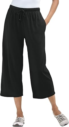 Woman Within Plus Size Sport-Knit Pull-On Capri Pants
