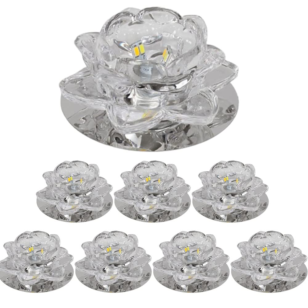 8 Sztuk Kryształowych Lamp Led Downlight, Listwa Maskująca 3W/5W Wpuszczana Lampa Sufitowa Led, Nowoczesne Dekoracyjne Oświetlenie Punktowe Do Przedpokoju, Salonu, Sypialni KolorowWarm Light-3W