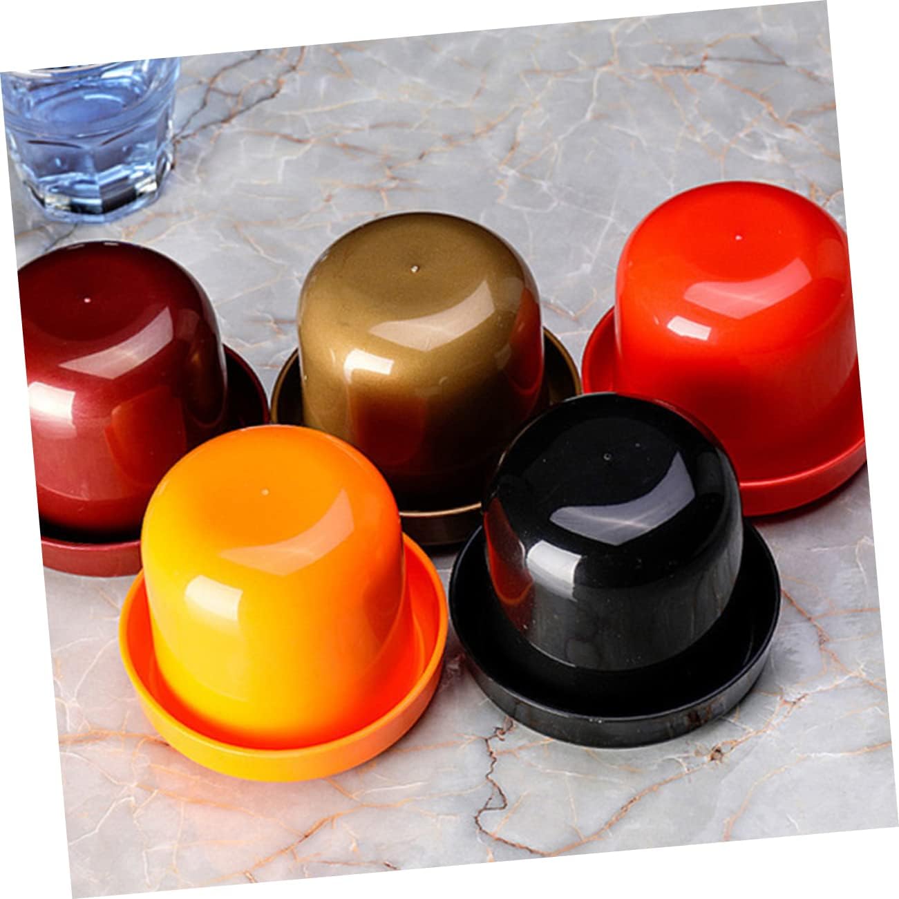 Vaguelly 5sets Thicken Dice Cup Dices Cheating Design for Ktv and Party Games and Broken-Resistant Cups Black Red Orange Golden and Pearl Colors